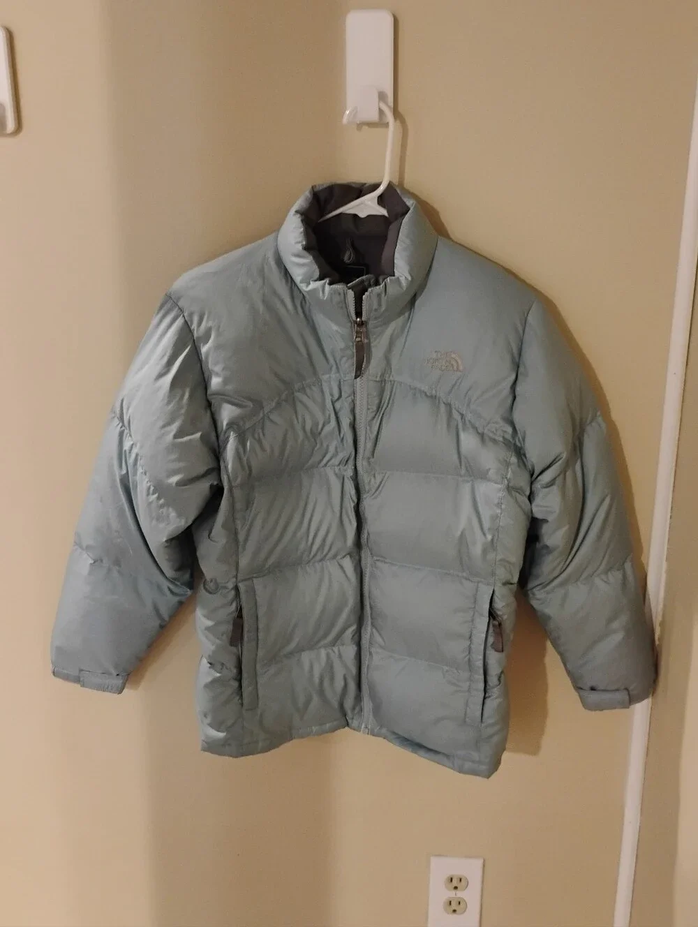 The North Face Girls Puffer Down Fill Light Blue Jacket Coat Sz L